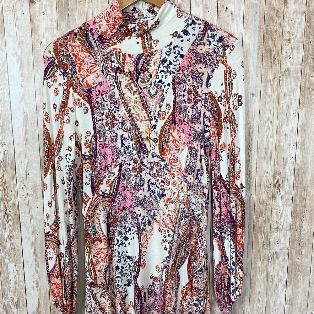Free People All Dolled Up Paisley Mock‎ Neck Dress - Picture 5 of 14